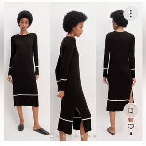 New with tag! Everlane Cotton Ribbed Midi Sweater Dress w/ slits, size XS